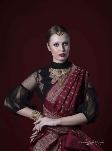 advertorial shoot of a woman in a traditional indian dress